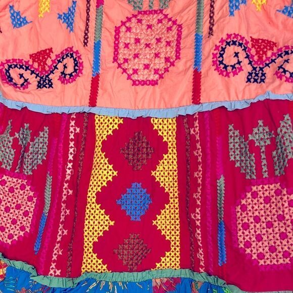 🌸 FARM RIO 🌸by Anthropologie Color blocking Embroidered Mini Dress size XL new - Picture 11 of 13